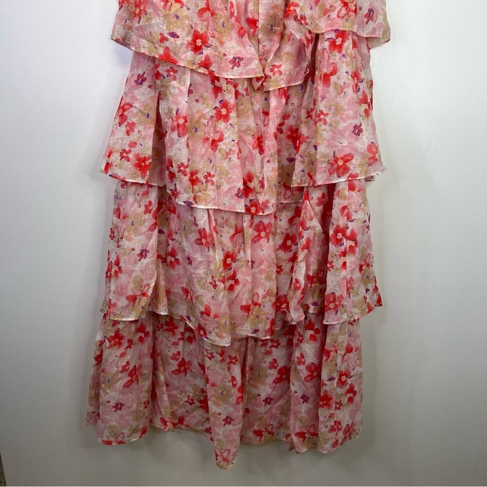 ASTR The Label Vonnessa Pleated Tiered Maxi Dress pink coral multi - XL - Picture 8 of 11